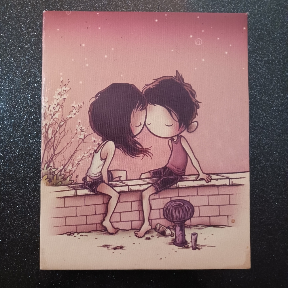 Kurt Hasley Wood Box Rooftop Couple Art Print.